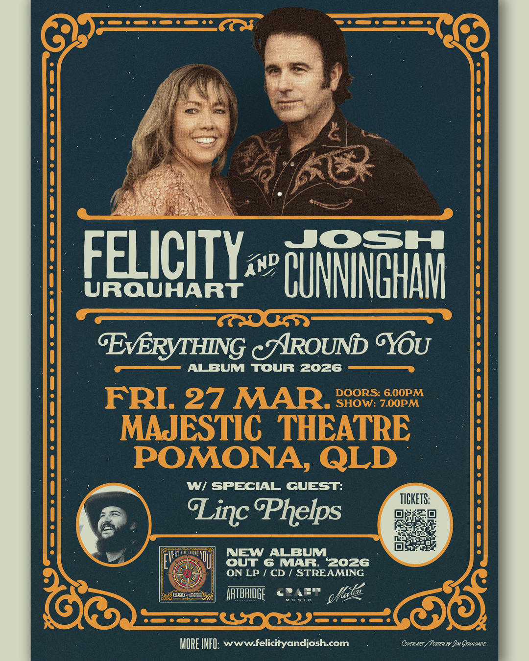 Craft Music & ArtBridge presents FELICITY URQUHART & JOSH CUNNINGHAM Everything Around You Tour