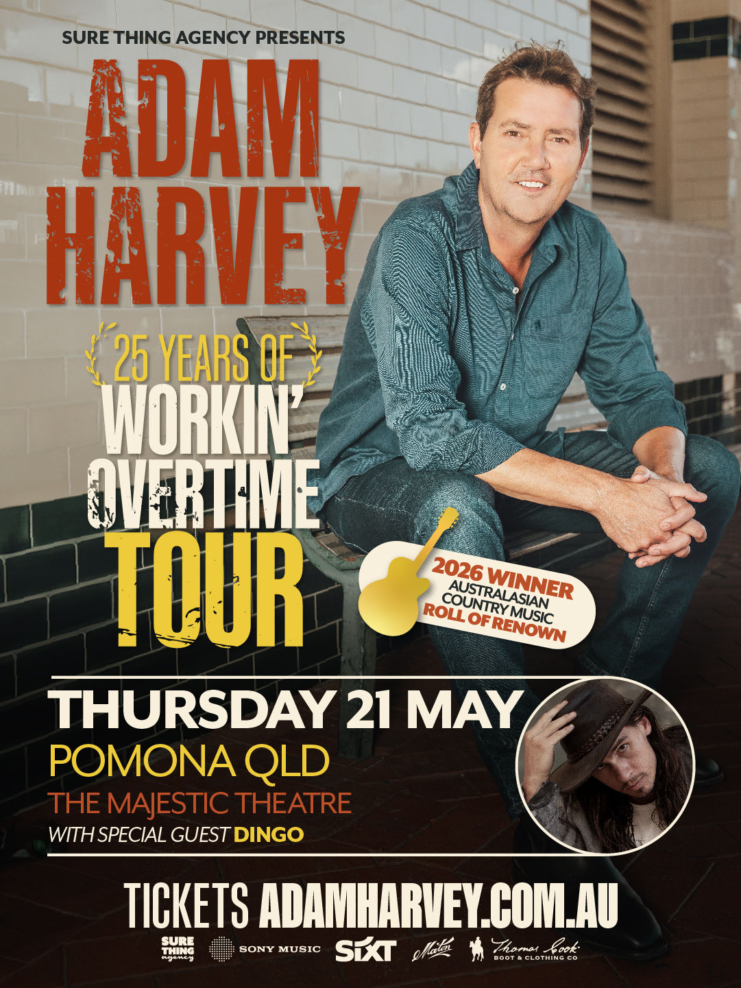 ADAM HARVEY "25 YEARS OF WORKIN' OVERTIME TOUR"