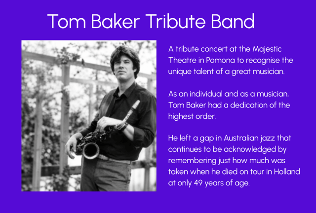 NOOSA JAZZ FESTIVAL PRESENT THE TOM BAKER TRIBUTE CONCERT