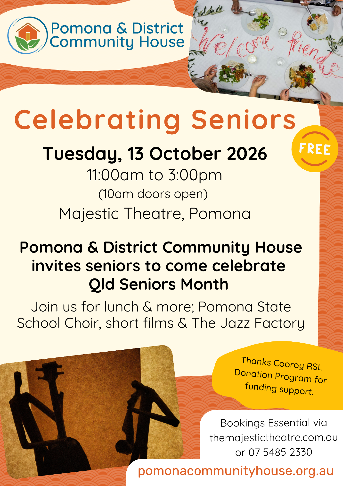 CELEBRATING SENIORS - POMONA COMMUNITY HOUSE - FREE EVENT!